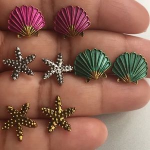 Seashells and starfishes earrings set